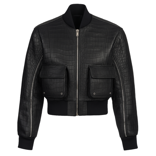 CROCODILE LEATHER BOMBER JACKET