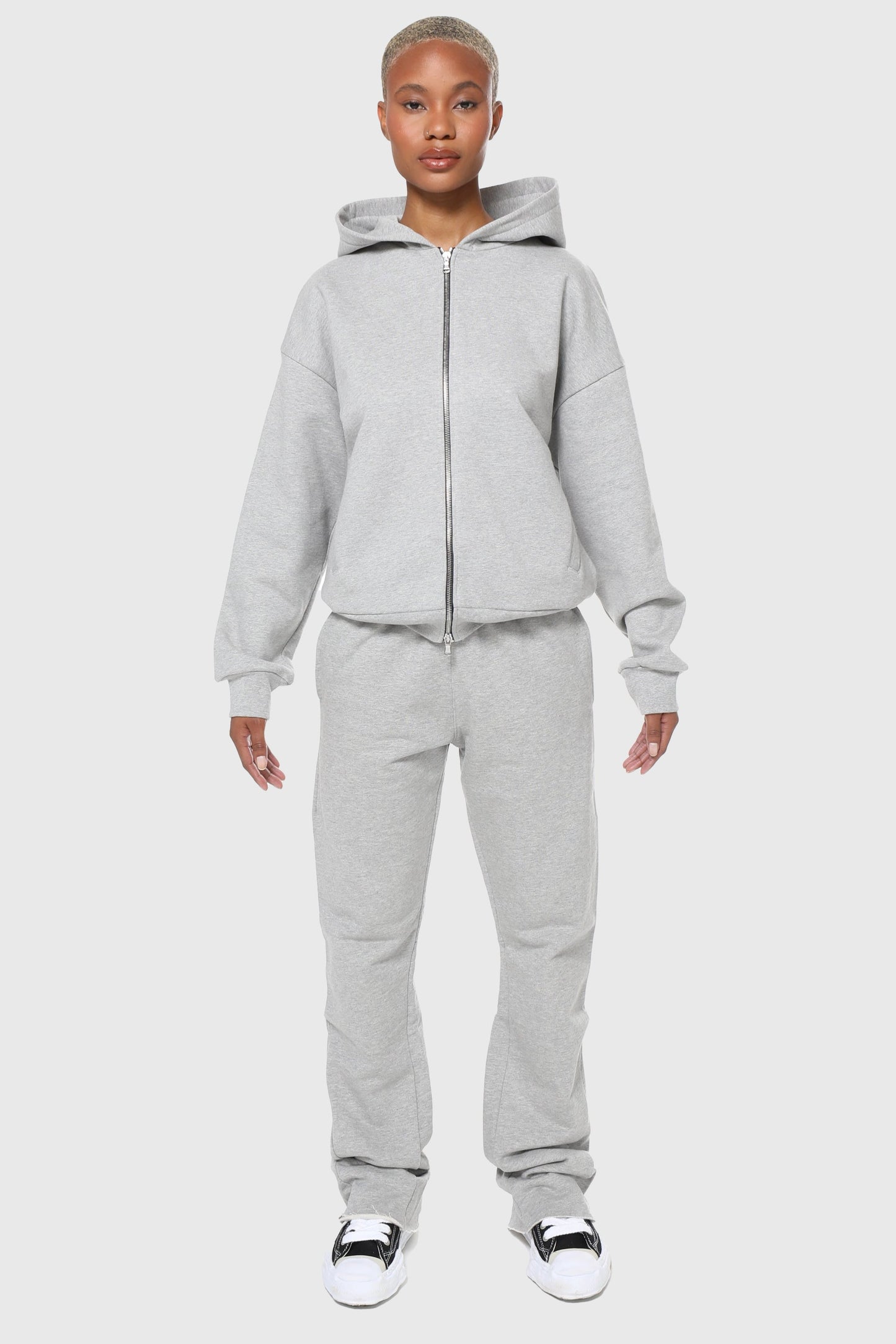 PURE GREY ZIP UP HOODIE