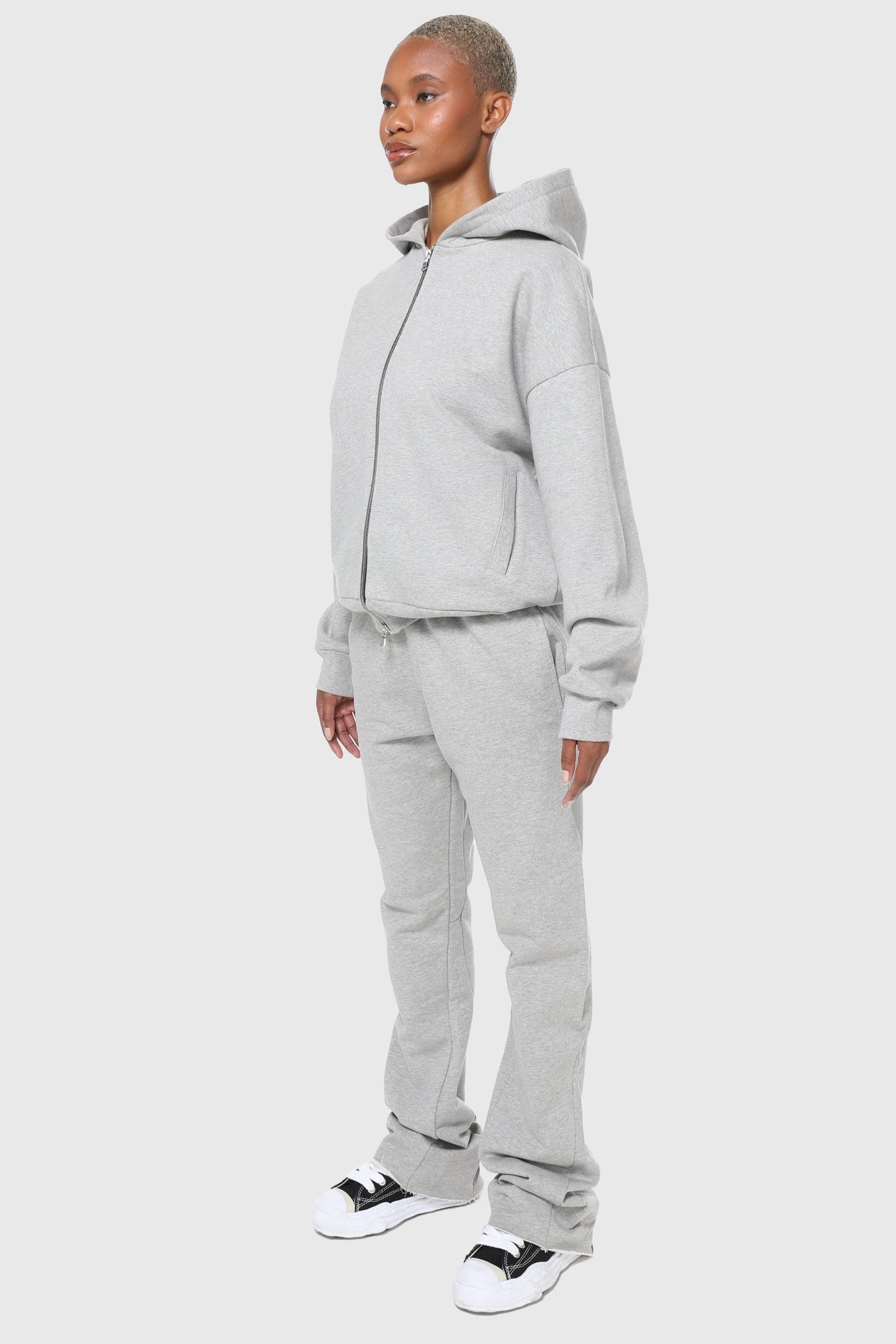 PURE GREY ZIP UP HOODIE