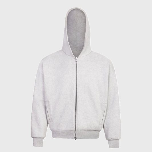 PURE GREY ZIP UP HOODIE