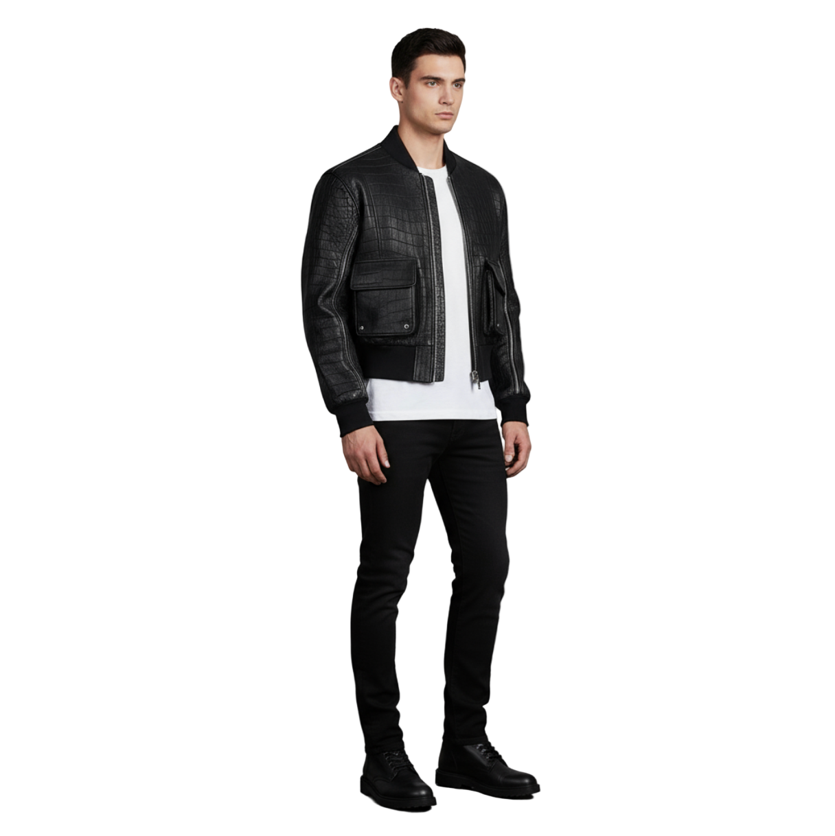CROCODILE LEATHER BOMBER JACKET