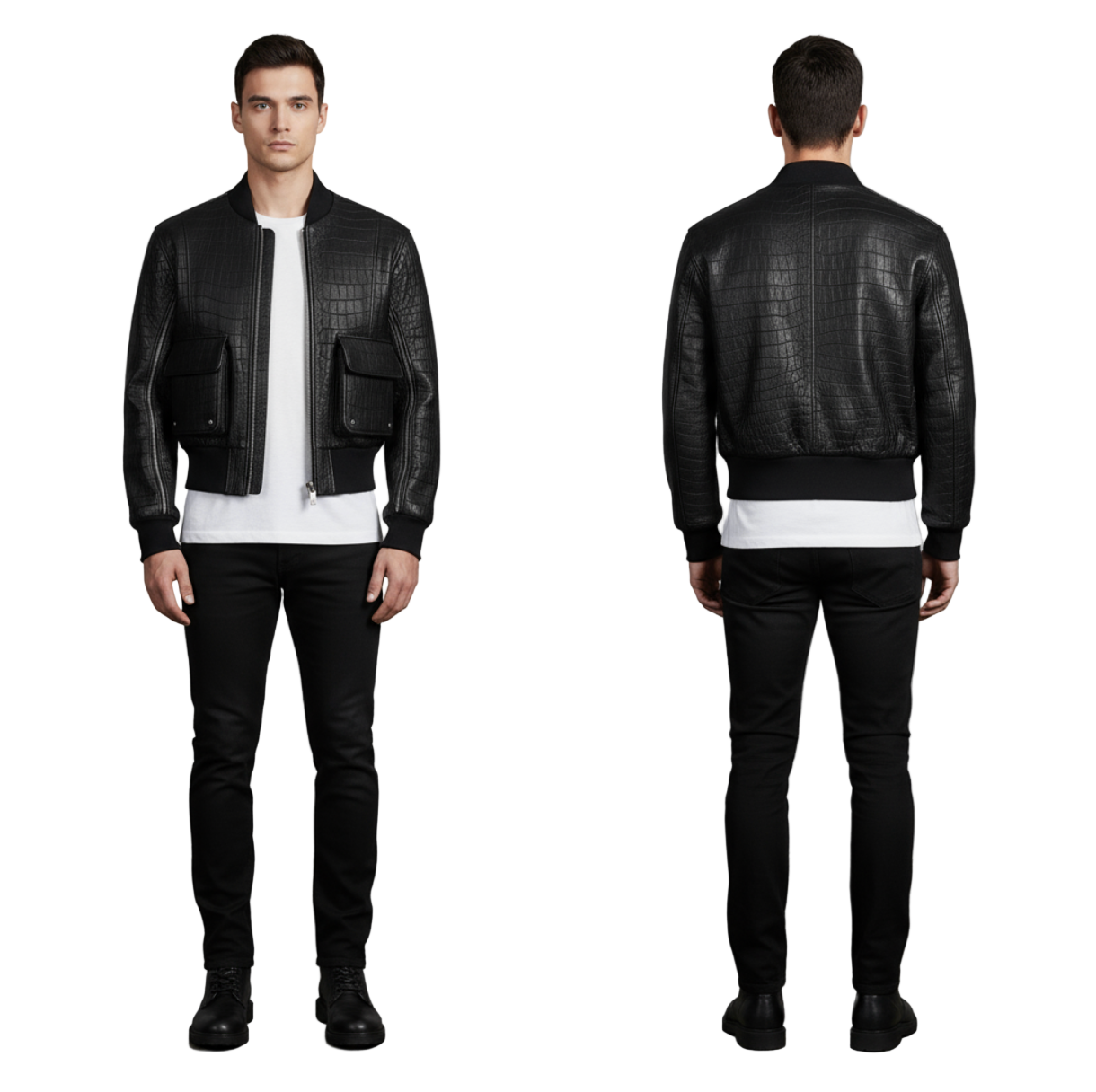 CROCODILE LEATHER BOMBER JACKET